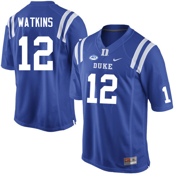 Duke Blue Devils #12 Jaden Watkins College Football Jerseys Sale-Blue